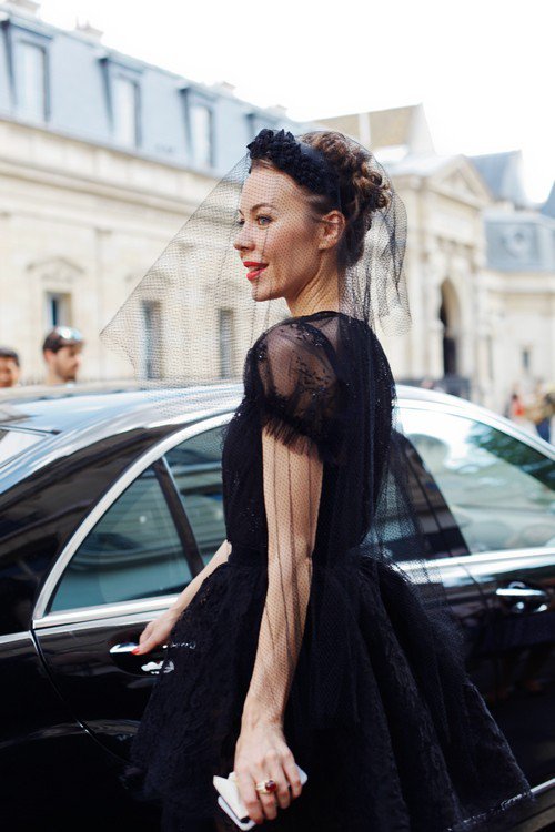 Black dress with accessories