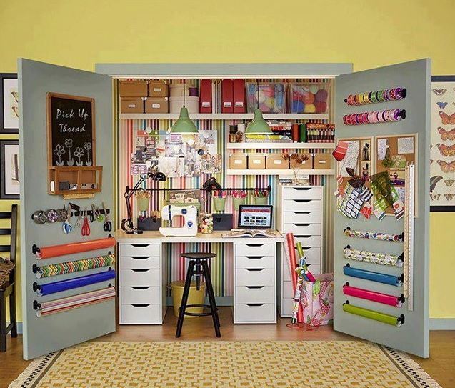 Closet workspace with file storage