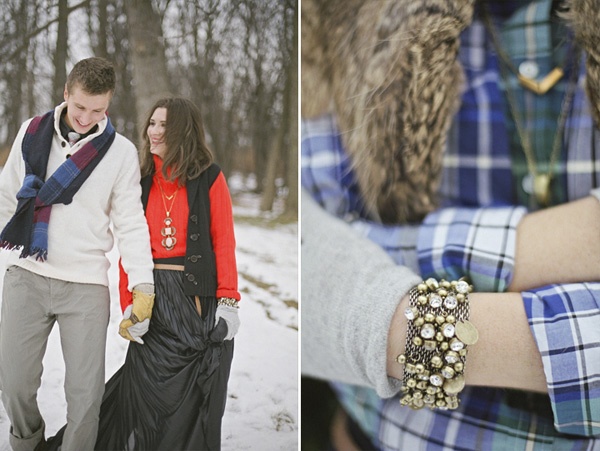 Romantic holiday engagement frame outdoors