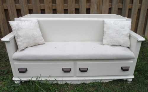 Painted bench with dresser drawers