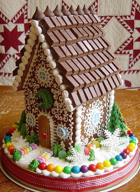 Ornate gingerbread Christmas house