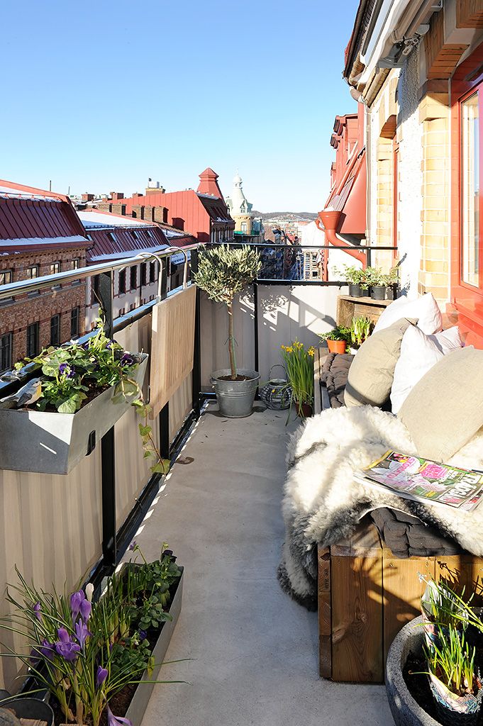 Vertical balcony planting on a small facade