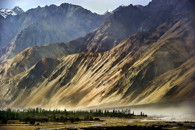 Dramatic sky over landscape terrain