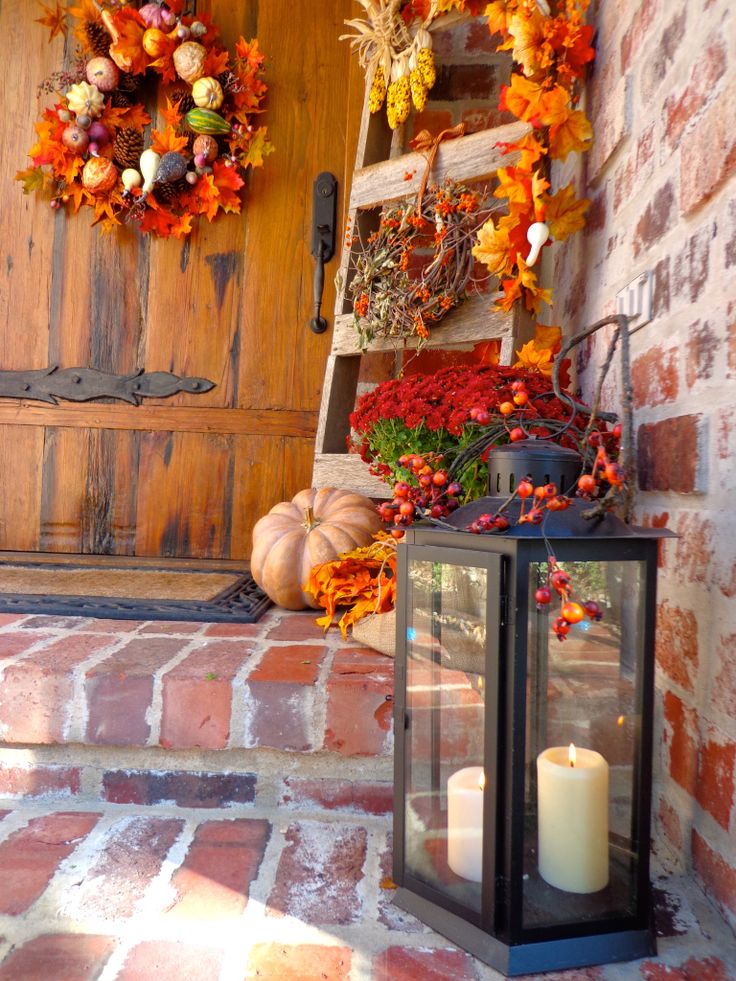 Tall fall lantern with seasonal styling