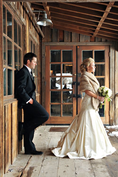 Classic winter wedding cloak