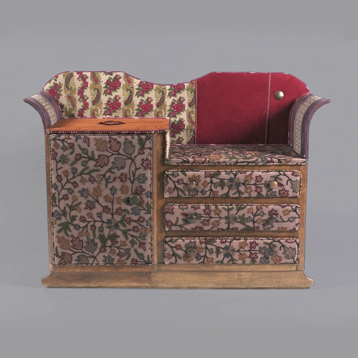 Upholstered seat on dresser bench