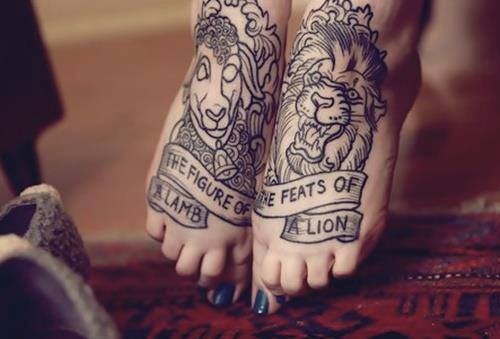 Two-foot tattoo composition