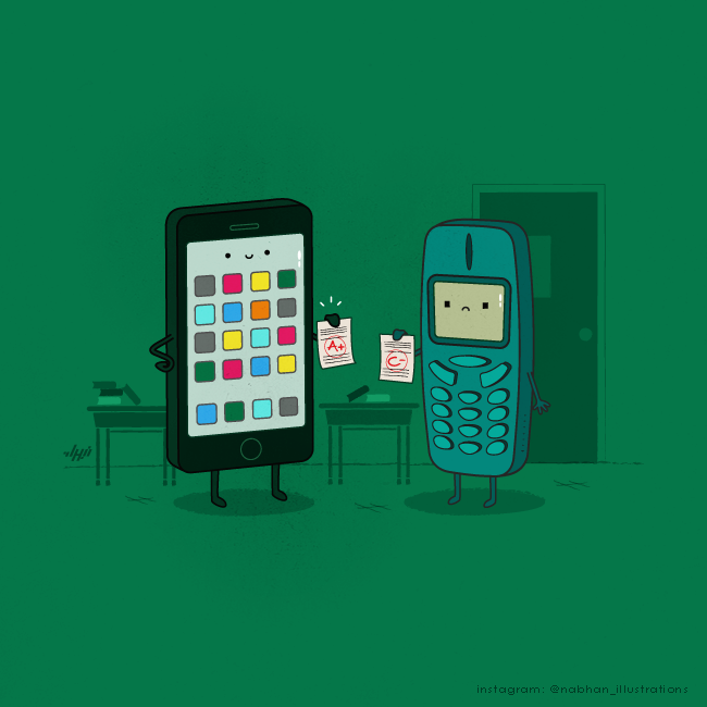 Smartphone with A+ and older phone with C- grades