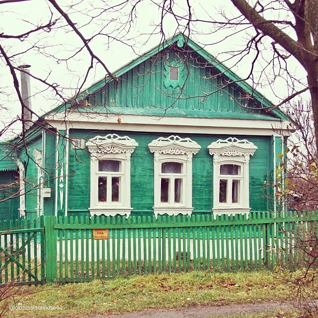 Traditional Russian wooden architecture detail