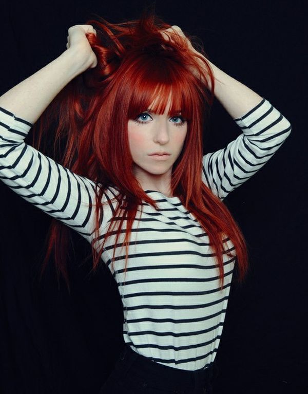 Glossy copper red hair portrait