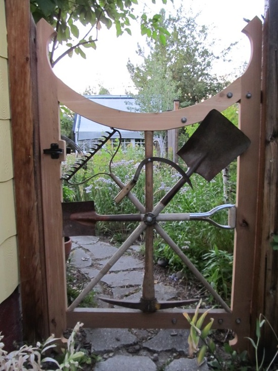 Rustic garden gate with natural wood