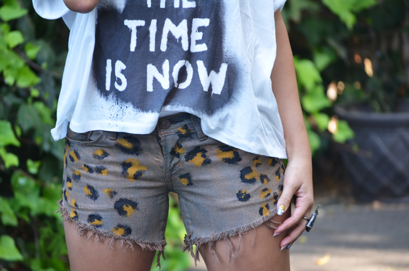 DIY leopard print shorts redesign