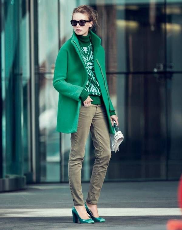 Emerald green winter ensemble