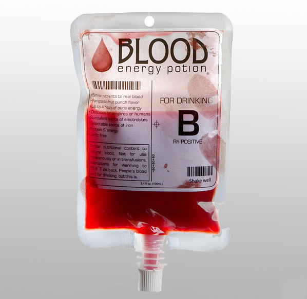 Blood Energy Potion packaged like a medical IV bag
