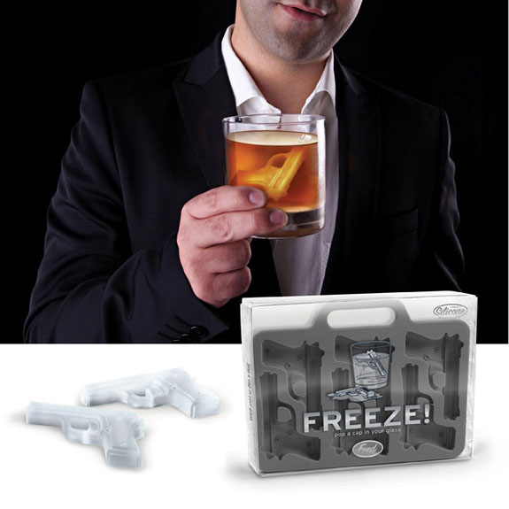 creative-ice-cubes7 Freeze handgun shaped ice cubes in a whiskey glass