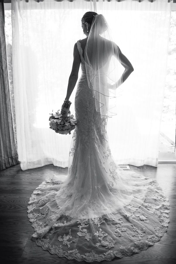 Close black and white wedding portrait