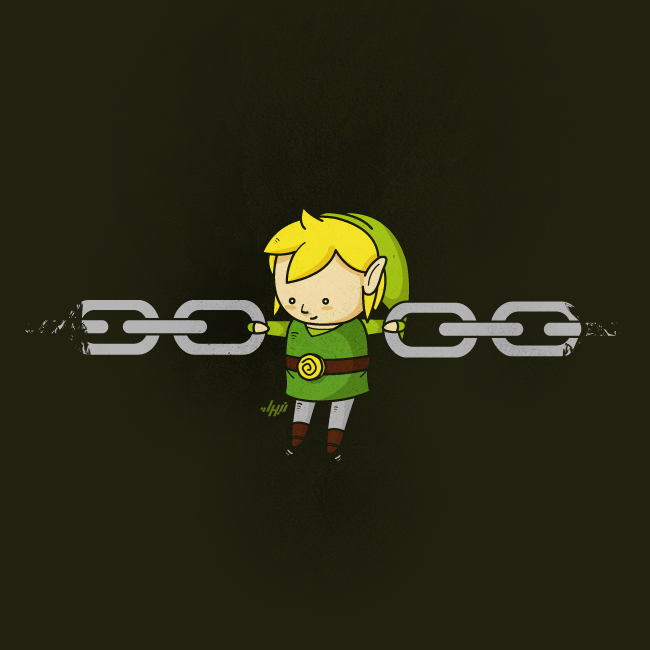 Link from Zelda as a literal chain link