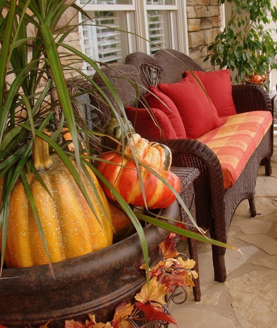 Autumn porch seating vignette