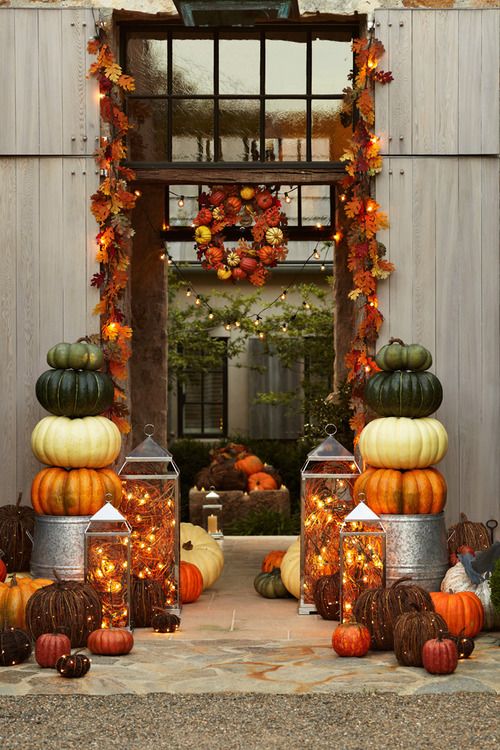 Harvest-themed porch styling