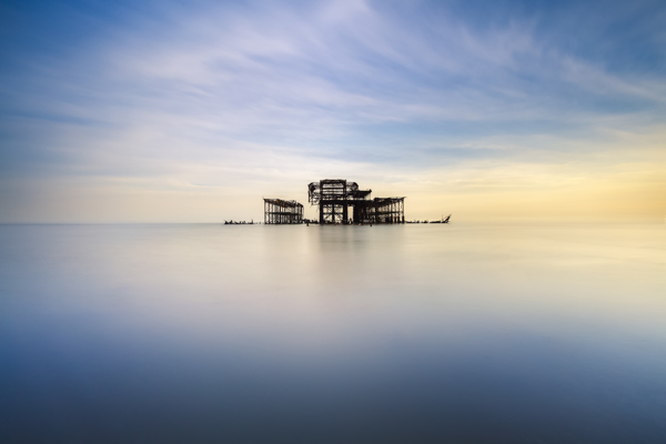 Coastal photograph of Brighton West Pier decay