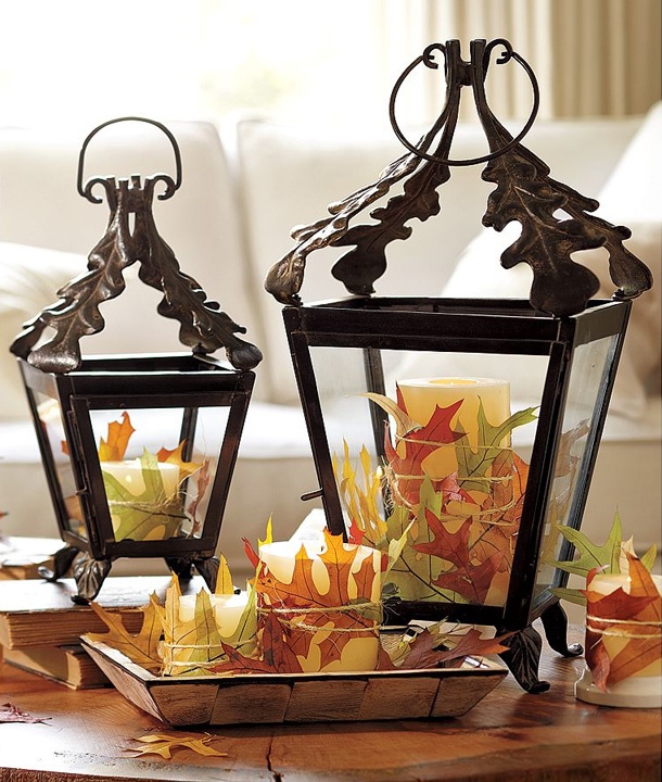 Lantern filled with seasonal accents