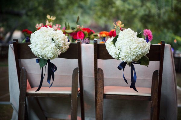 Wedding chair with ribbon bow