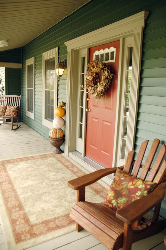 Fall porch decoration close-up