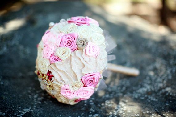Pink and cream bridal bouquet