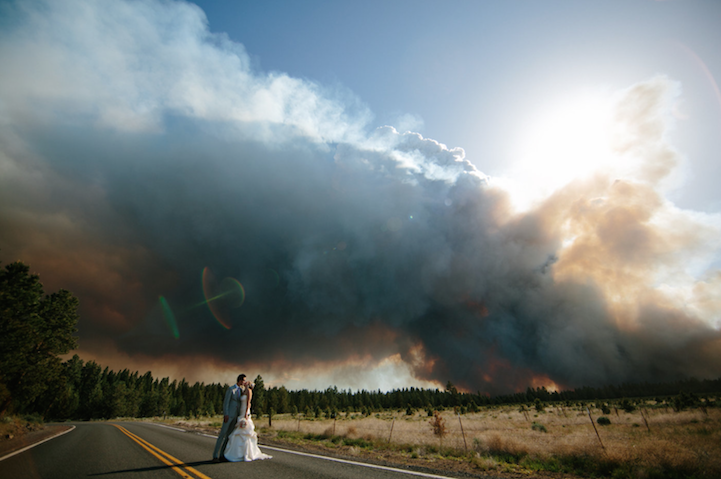 Close portrait from the Oregon wildfire wedding photo set by Josh Newton