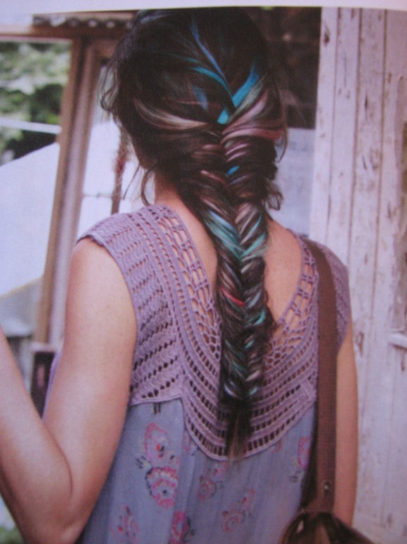 Colorful hair in orange magenta purple tones