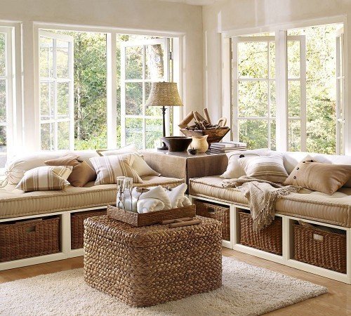 Sunroom furniture arrangement in daylight