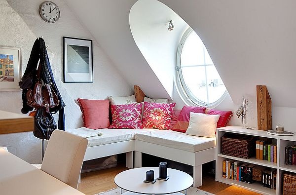Attic office with wood finishes