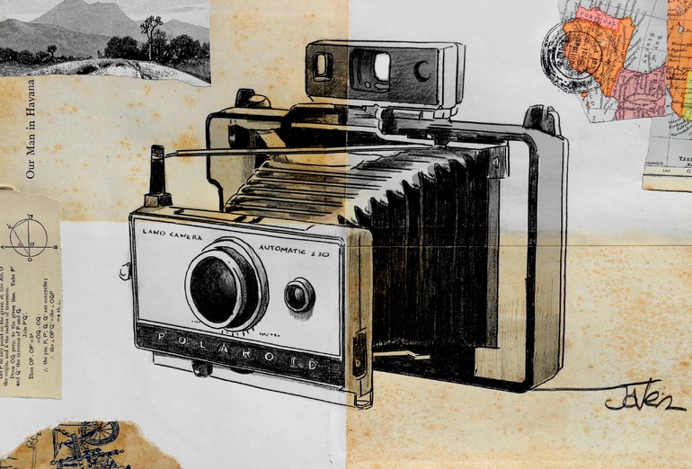 Loui Jover ink work on vintage pages