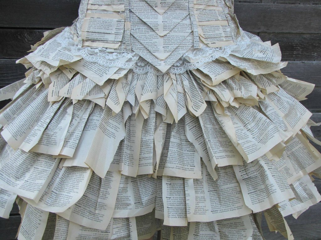 Full view of dress made from a book by Jorimoo