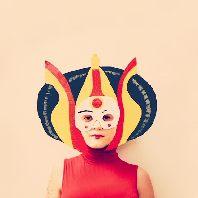 Cardboard Queen Amidala headdress mask from Star Wars
