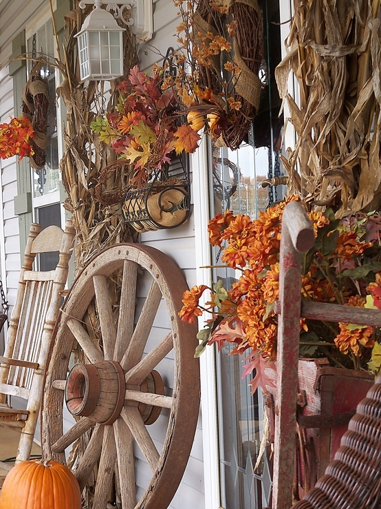 Seasonal porch styling with gourds