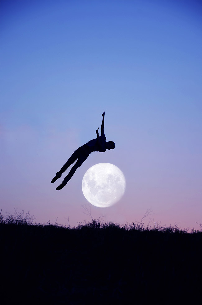 Silhouette and full moon by Adrian Limani
