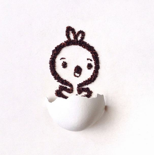 Liv Buranday coffee grounds cartoon scene