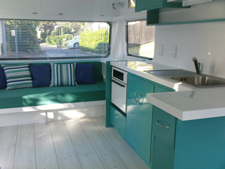 Styled dreamy caravan living interior