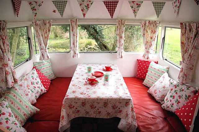 Caravan dining and lounge interior