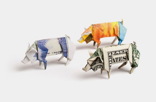 Intricate dollar bill origami