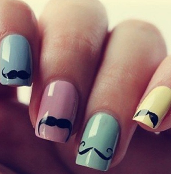 Mustache nail art layout idea