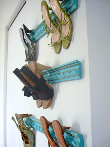 Hallway or closet shoe rack storage idea