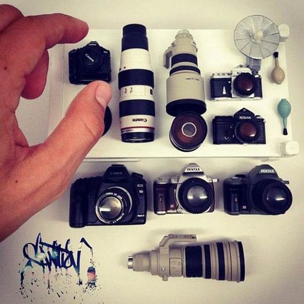 Famous toy staged in an everyday adult scenario