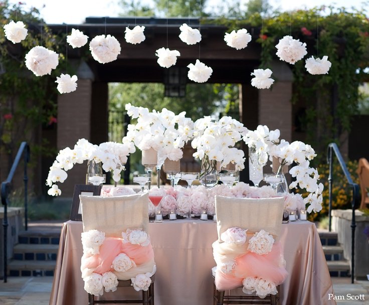 Wedding chairs with ribbon sashes