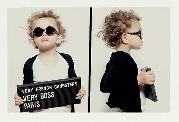 Children wearing Very French Gangsters glasses