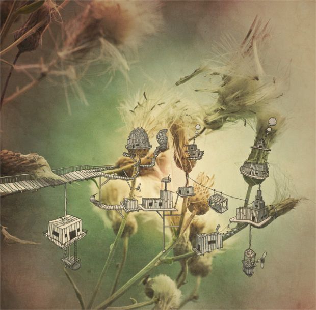 Illustrated fantasy elements on real photography