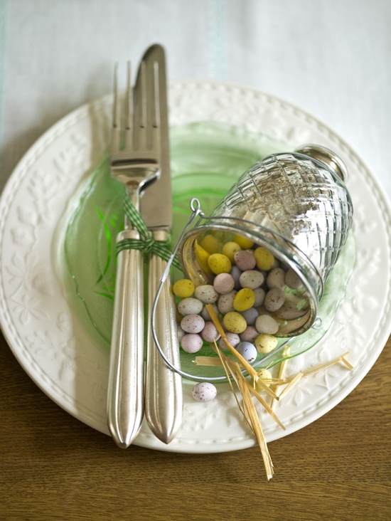 Easter egg and flower centerpiece