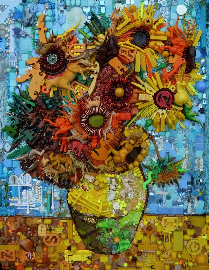 Jane Perkins plastic classics artwork from found materials