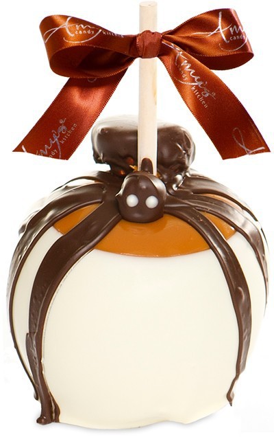 White chocolate spider caramel apple